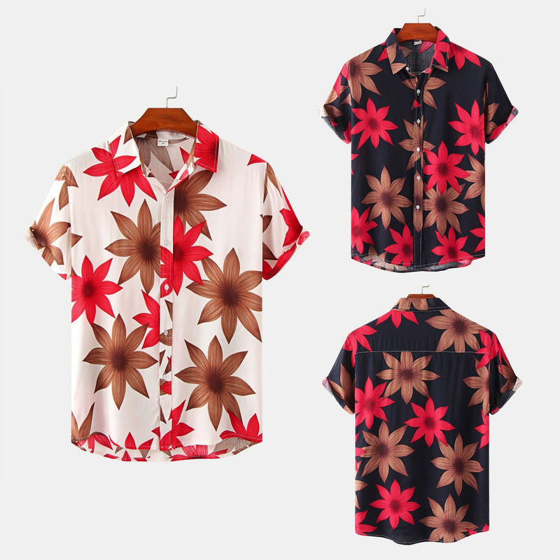 Floral Short Sleeve Printed Shirt Men