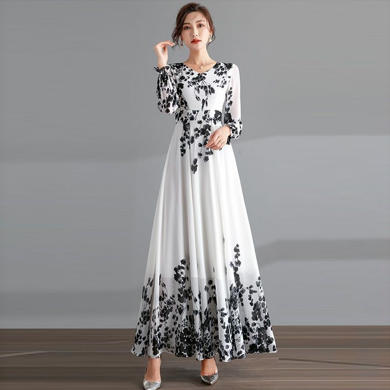 Fashion Ink Painting Chiffon Dress Women