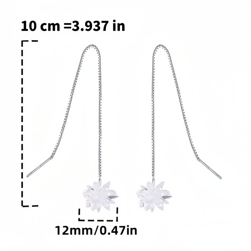 All-in-one Material  925 Sterling Silver Earrings, Sparkling Flowers  Shiny Zirconia Hypoallergenic Engagement, Wedding Jewelry.