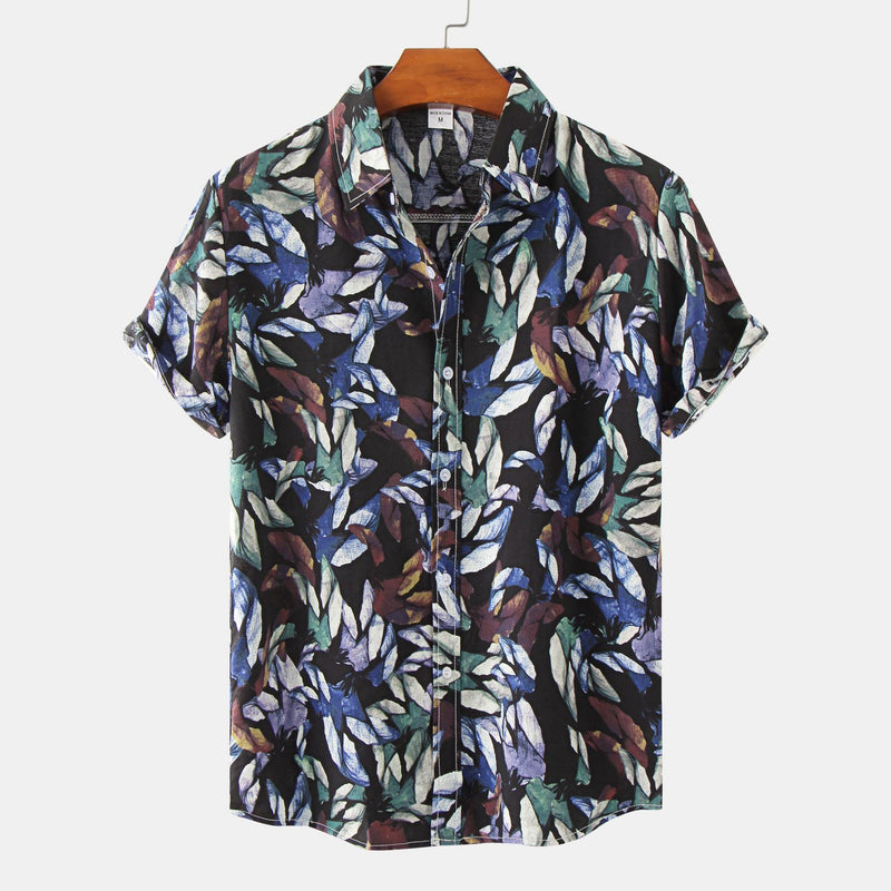 Floral Short Sleeve Printed Shirt Men