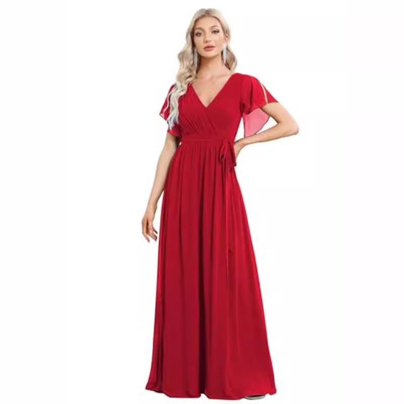 Sexy V-neck Chiffon Dress Women