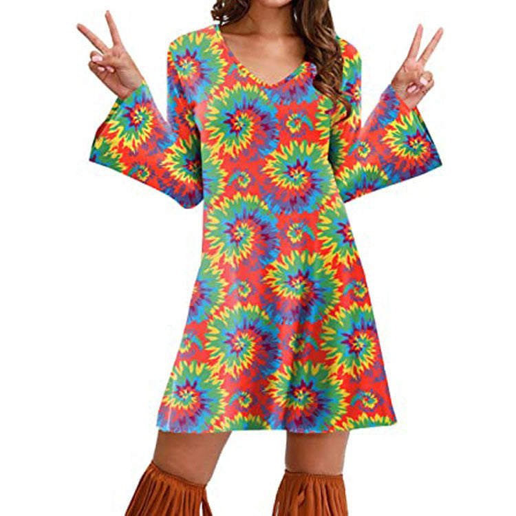 Hippie Clothing Print Dress Women