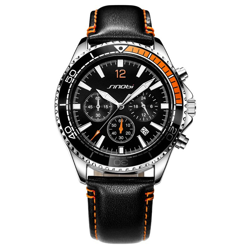 Men's Multi-function Chronograph Sports Luminous Casual Belt Watch