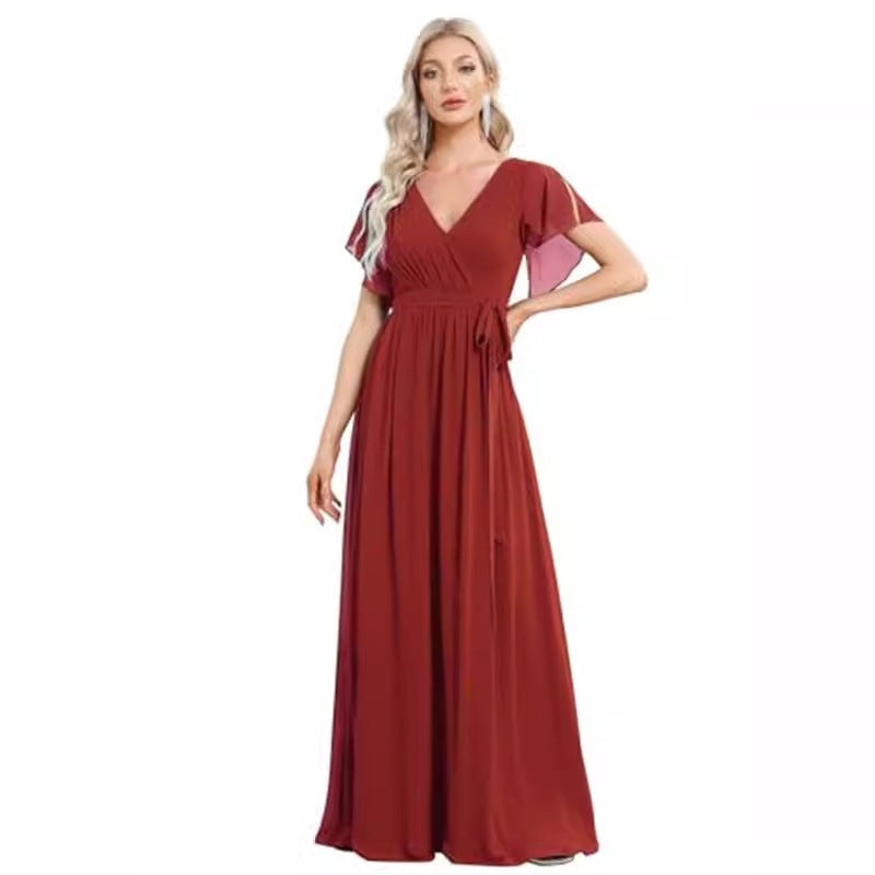 Sexy V-neck Chiffon Dress Women