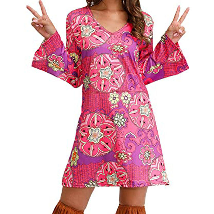 Hippie Clothing Print Dress Women