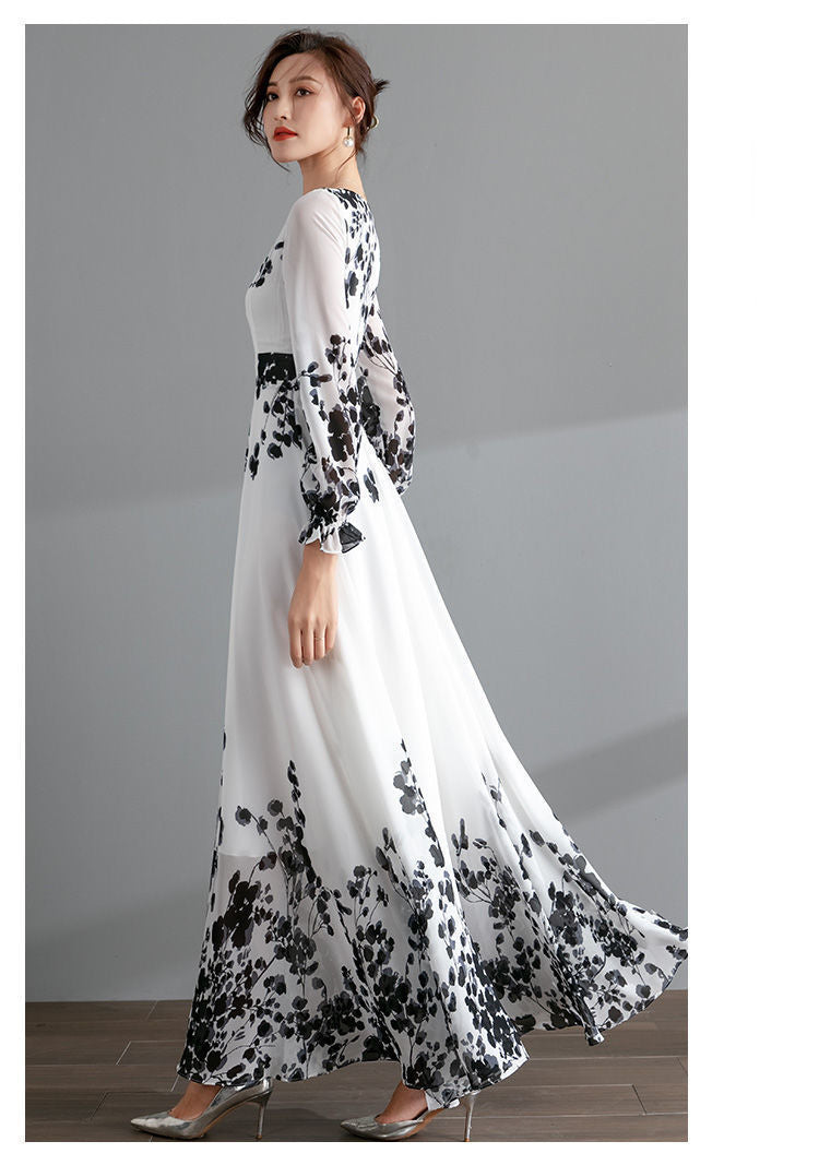 Fashion Ink Painting Chiffon Dress Women