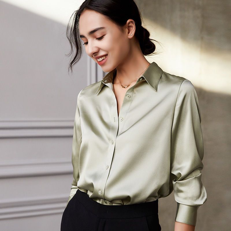 New Fashion Green Satin Shirt For Women