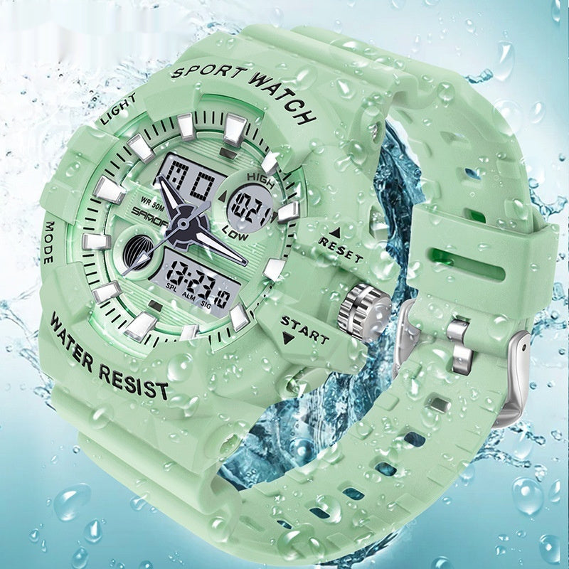 Trendy Sports Electronic Watch Fashion Double Display Large Dial Luminous Waterproof Unisex